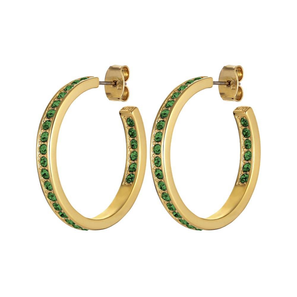 Dyrberg Kern Justina Gold Earrings - Emerald Green
